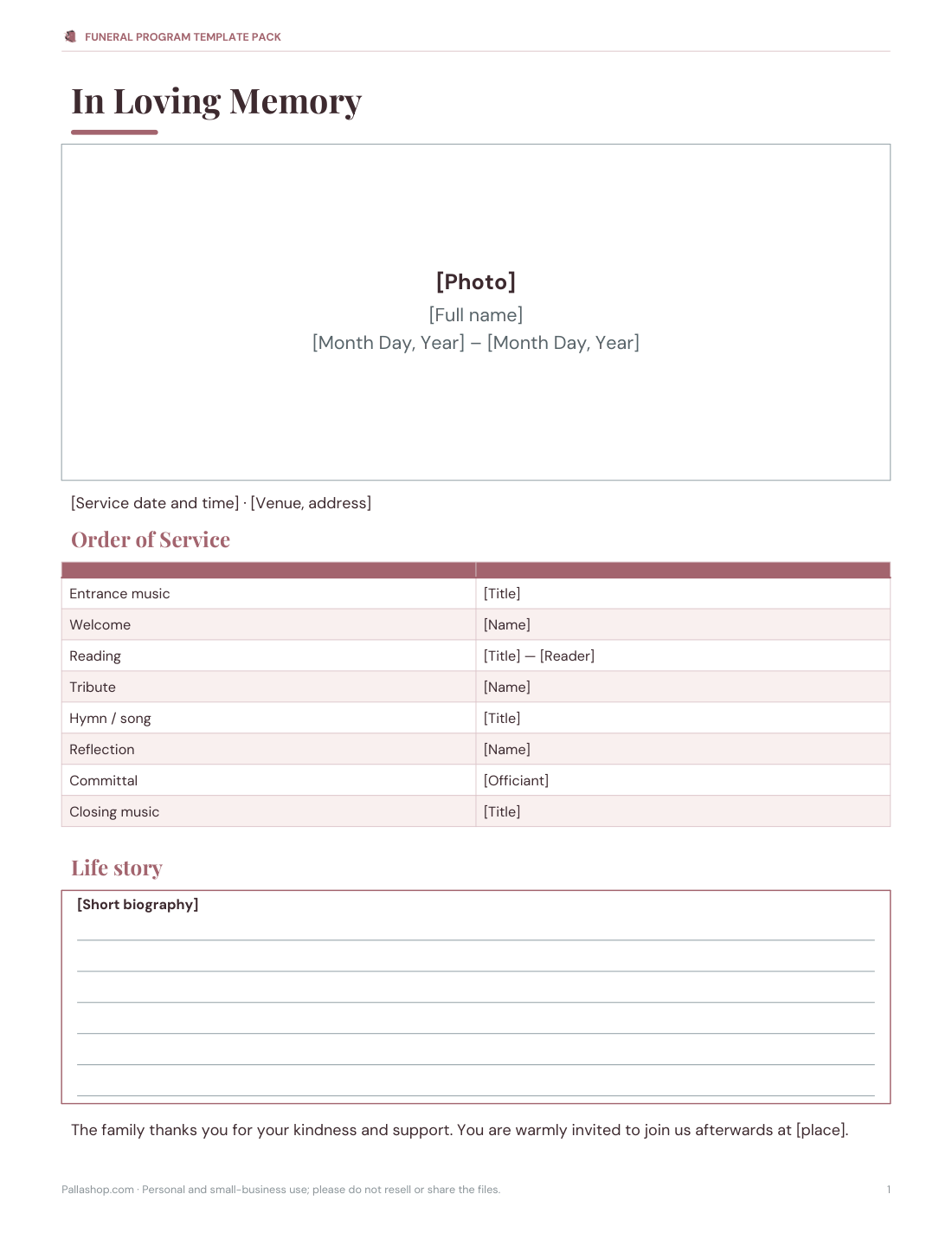 Preview of the first page of Bifold program (DOCX/PDF)