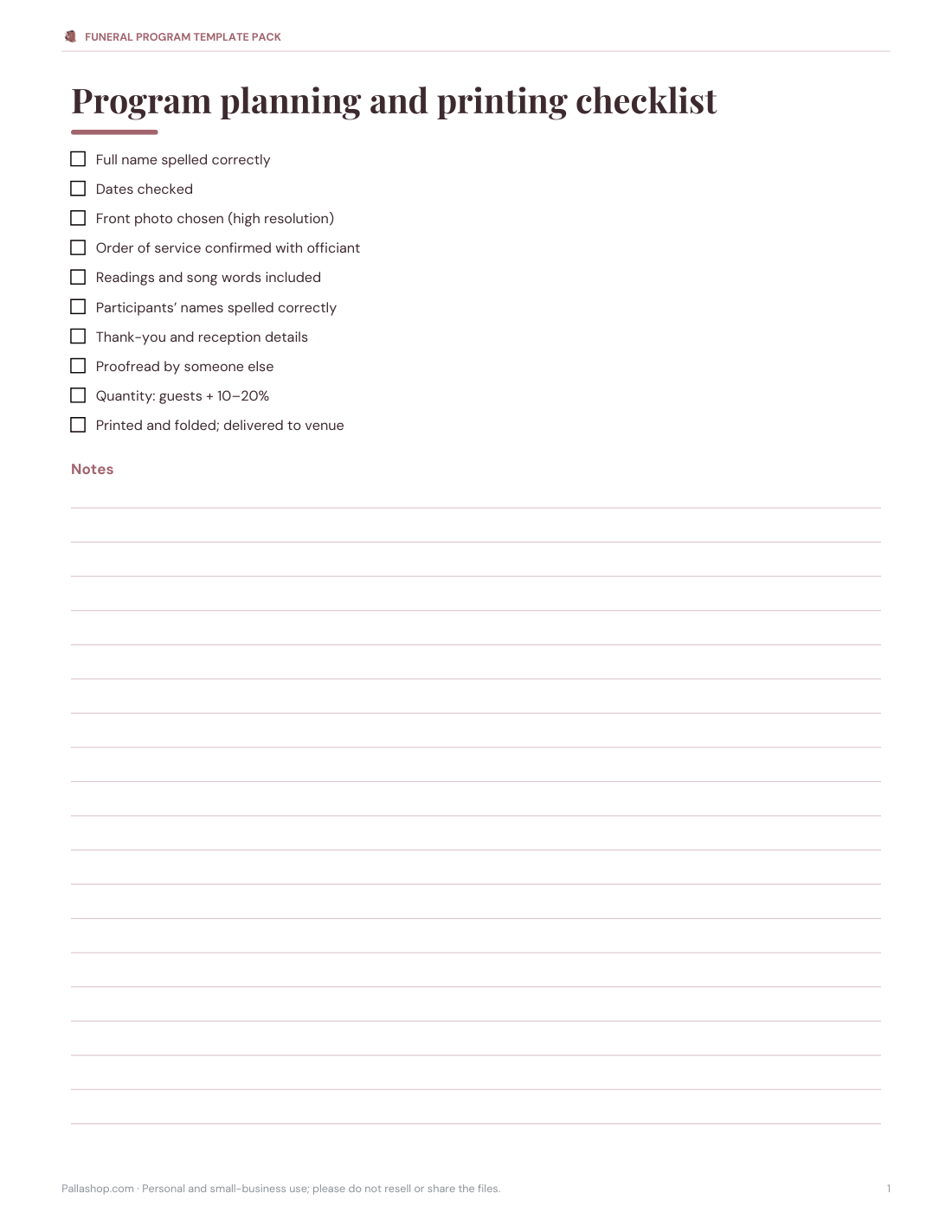 Preview of the first page of Checklist (PDF/DOCX)